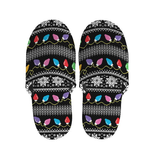 Christmas Tree Lights Print Slippers