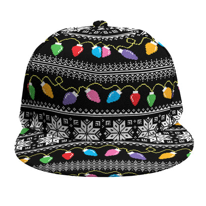 Christmas Tree Lights Print Snapback Cap