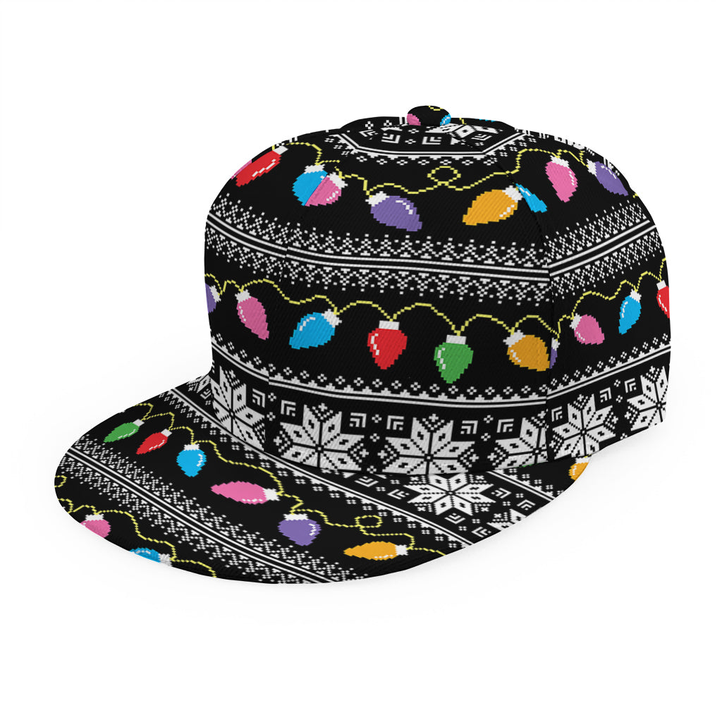 Christmas Tree Lights Print Snapback Cap