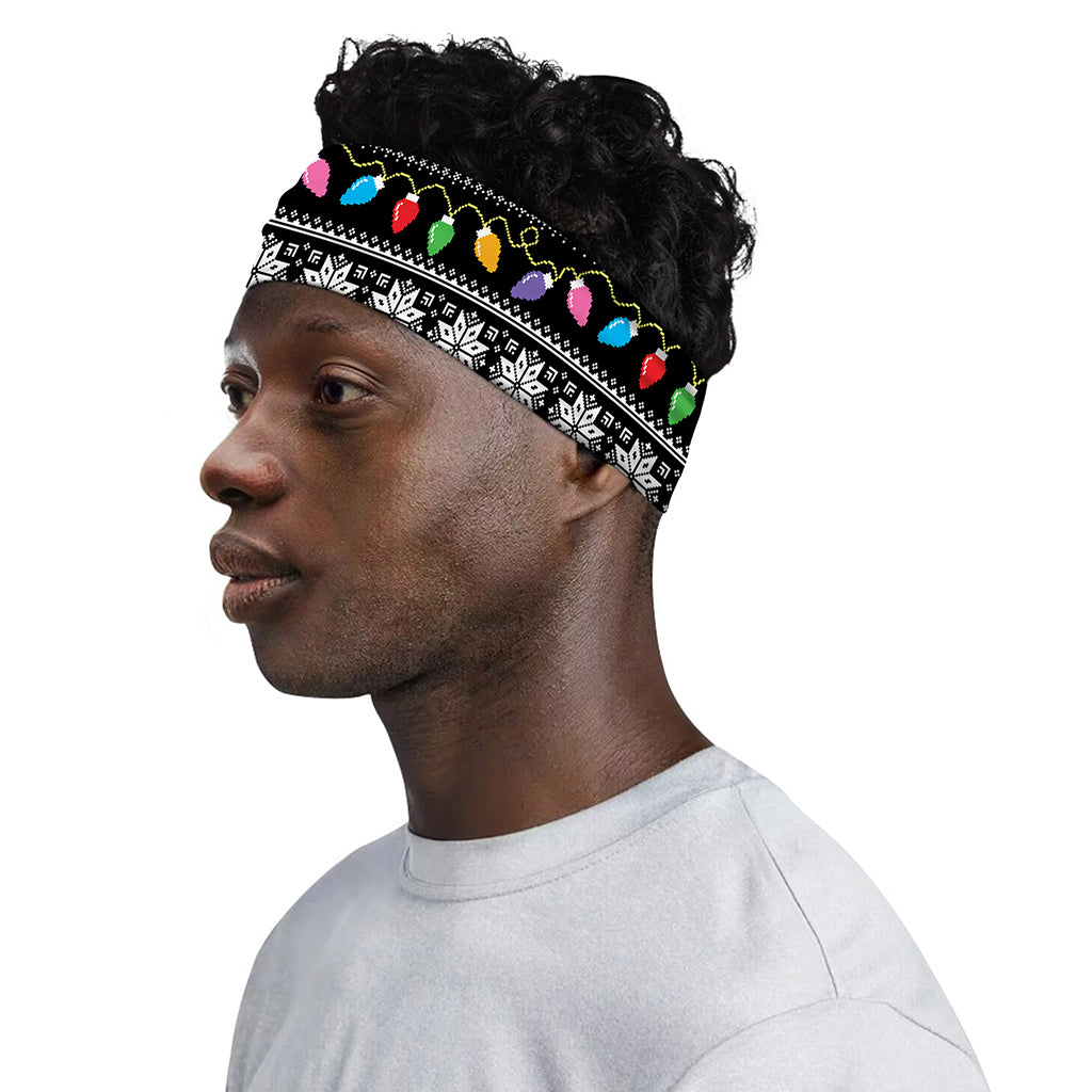 Christmas Tree Lights Print Sports Headband