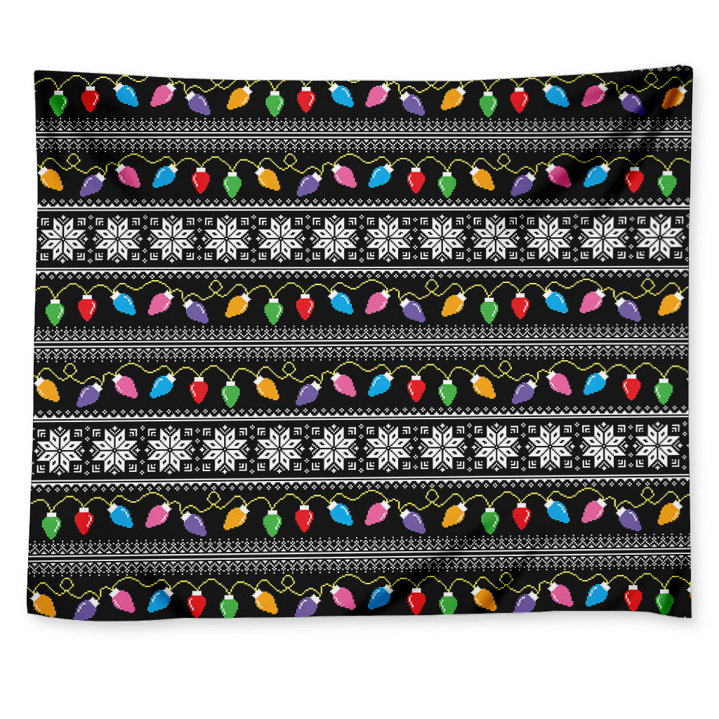 Christmas Tree Lights Print Tapestry