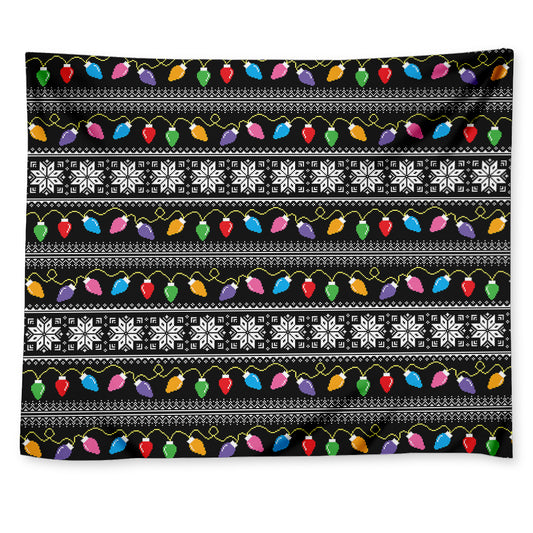 Christmas Tree Lights Print Tapestry