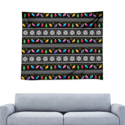 Christmas Tree Lights Print Tapestry