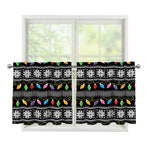 Christmas Tree Lights Print Tier Curtains