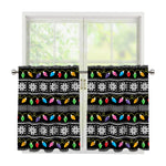 Christmas Tree Lights Print Tier Curtains