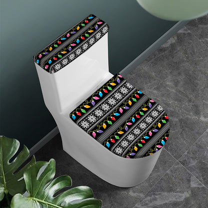 Christmas Tree Lights Print Toilet Lid And Tank Cover Set