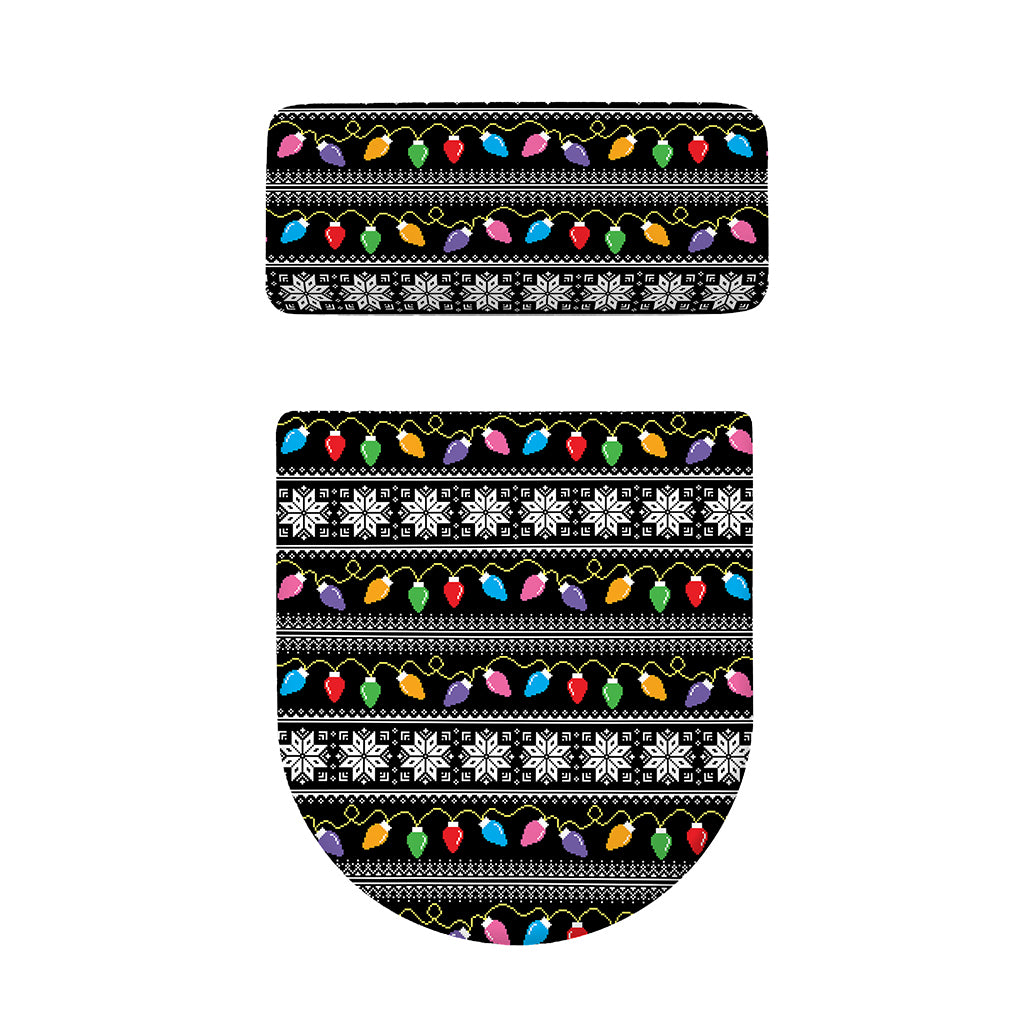 Christmas Tree Lights Print Toilet Lid And Tank Cover Set