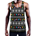 Christmas Tree Lights Print Men's Workout Tank Top