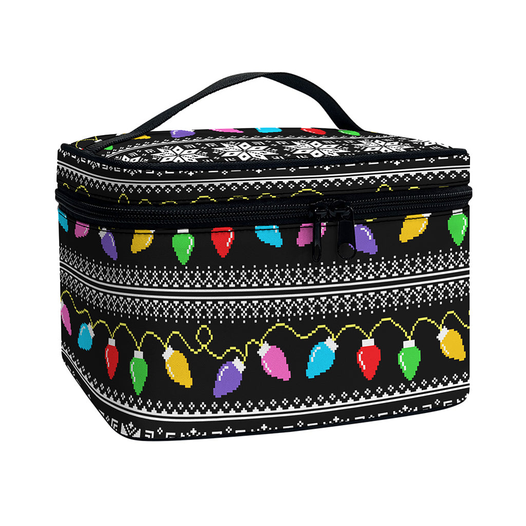 Christmas Tree Lights Print Travel Makeup Bag