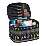 Christmas Tree Lights Print Travel Makeup Bag