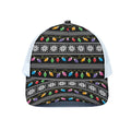 Christmas Tree Lights Print White Mesh Trucker Hat