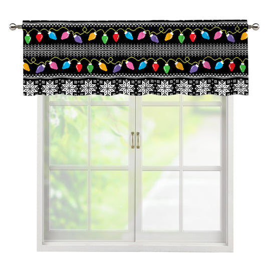 Christmas Tree Lights Print Window Valance