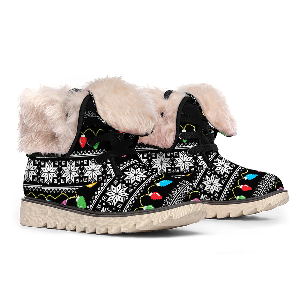 Christmas Tree Lights Print Winter Boots