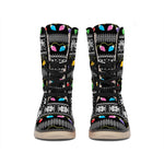 Christmas Tree Lights Print Winter Boots