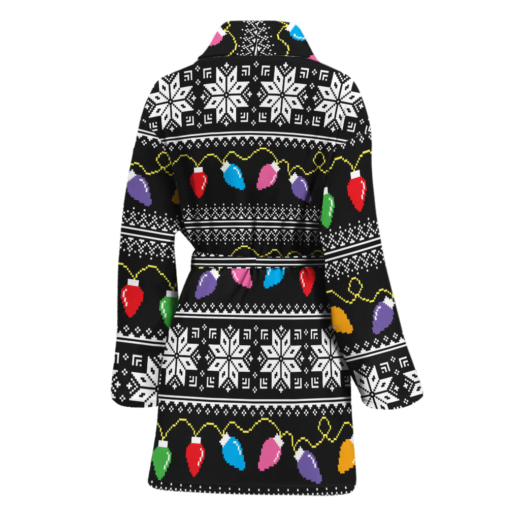 Christmas Tree Lights Print Women's Bathrobe