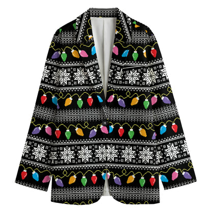 Christmas Tree Lights Print Women's Blazer