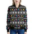 Christmas Tree Lights Print Women's Bomber Jacket