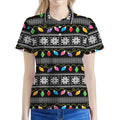 Christmas Tree Lights Print Women's Polo Shirt