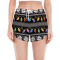 Christmas Tree Lights Print Women's Split Running Shorts