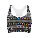 Christmas Tree Lights Print Women's Sports Bra