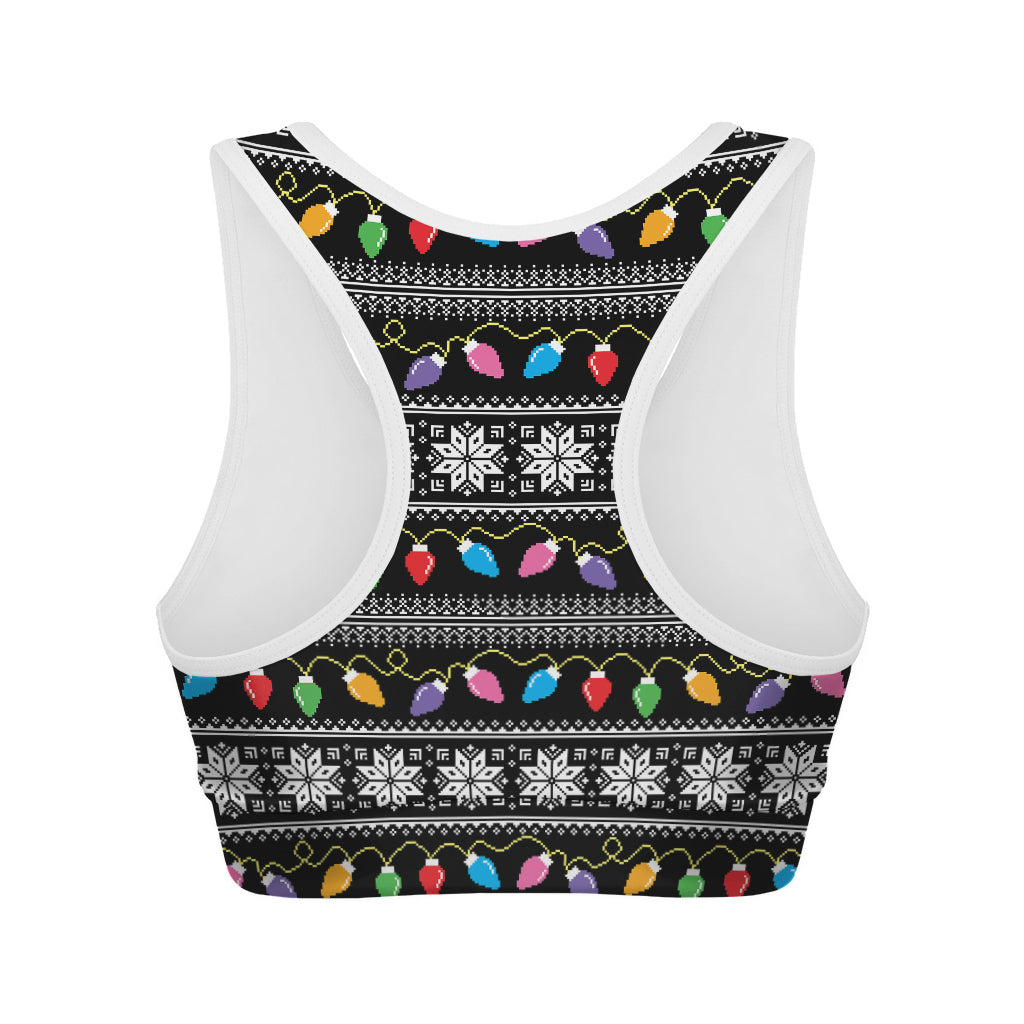 Christmas Tree Lights Print Women's Sports Bra