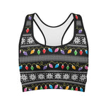 Christmas Tree Lights Print Women's Sports Bra
