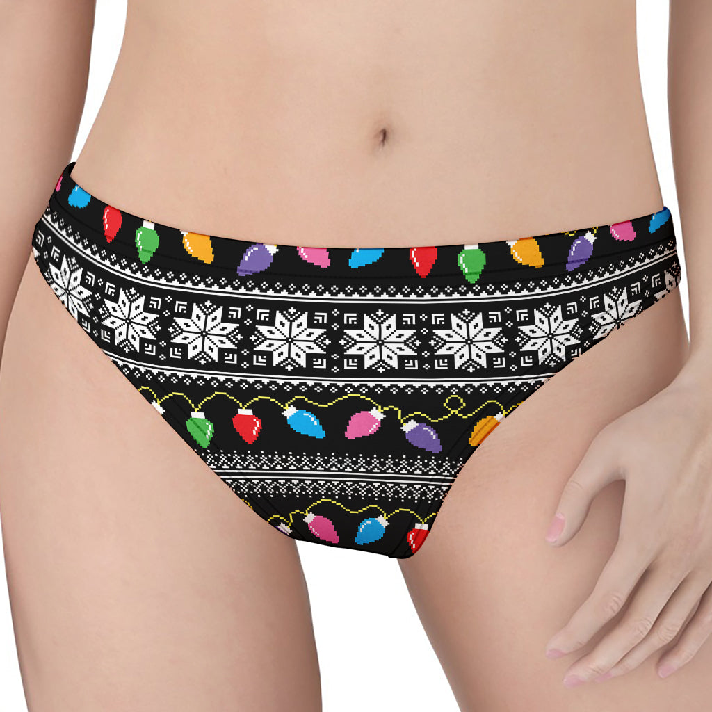 Christmas Tree Lights Print Women's Thong