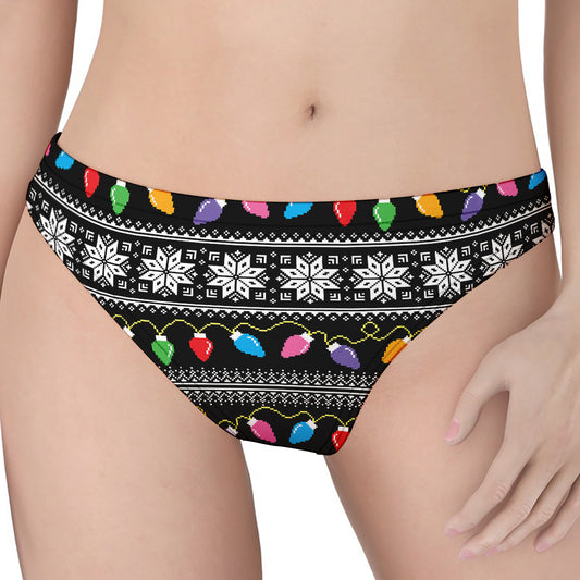 Christmas Tree Lights Print Women's Thong