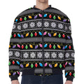 Christmas Tree Lights Print Zip Sleeve Bomber Jacket