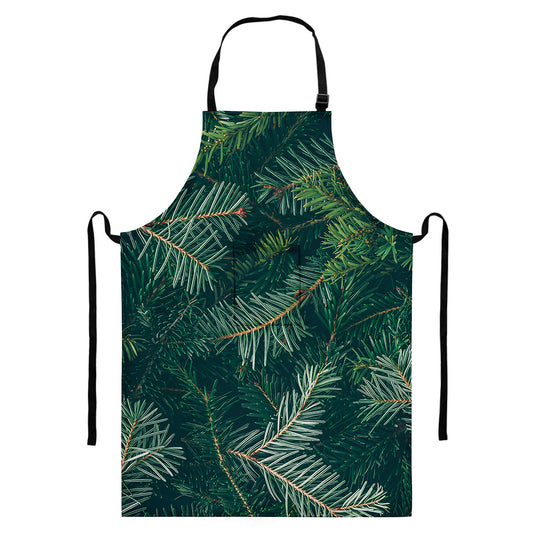 Christmas Tree Print Bib Apron With Pocket