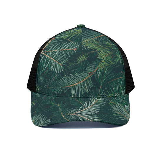 Christmas Tree Print Black Mesh Trucker Cap