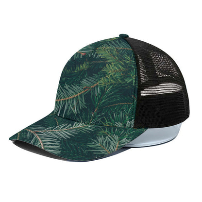Christmas Tree Print Black Mesh Trucker Cap