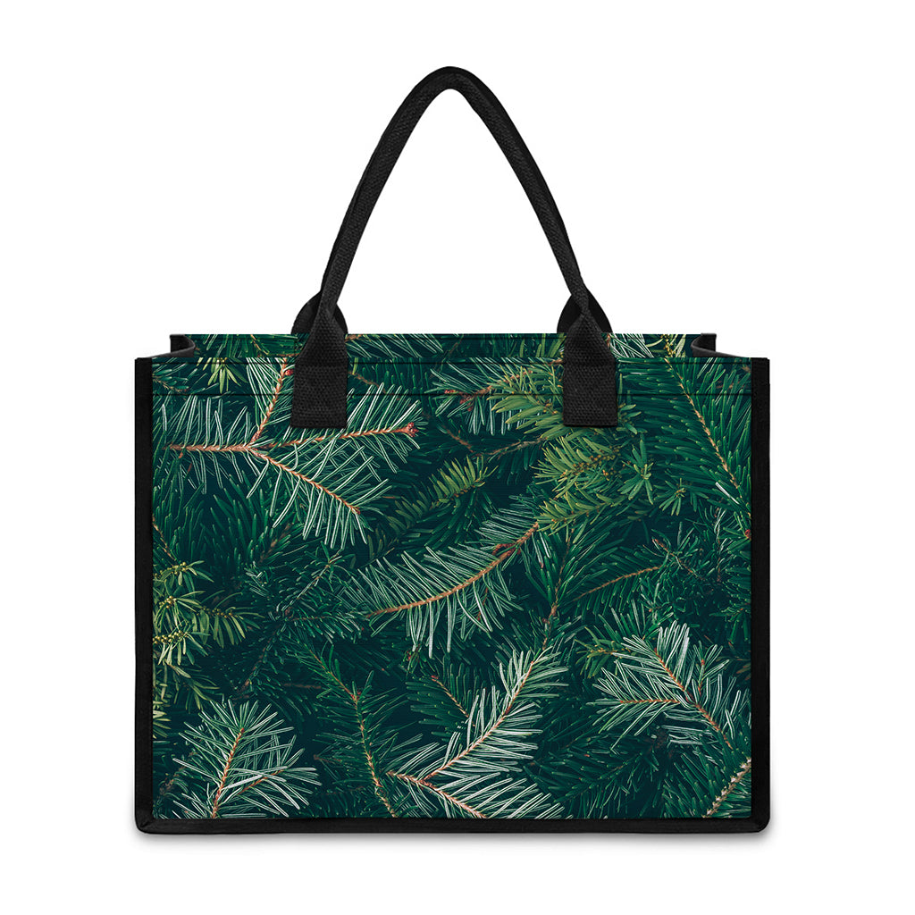 Christmas Tree Print Canvas Tote Bag