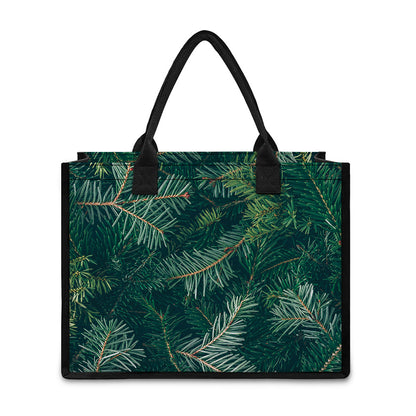 Christmas Tree Print Canvas Tote Bag