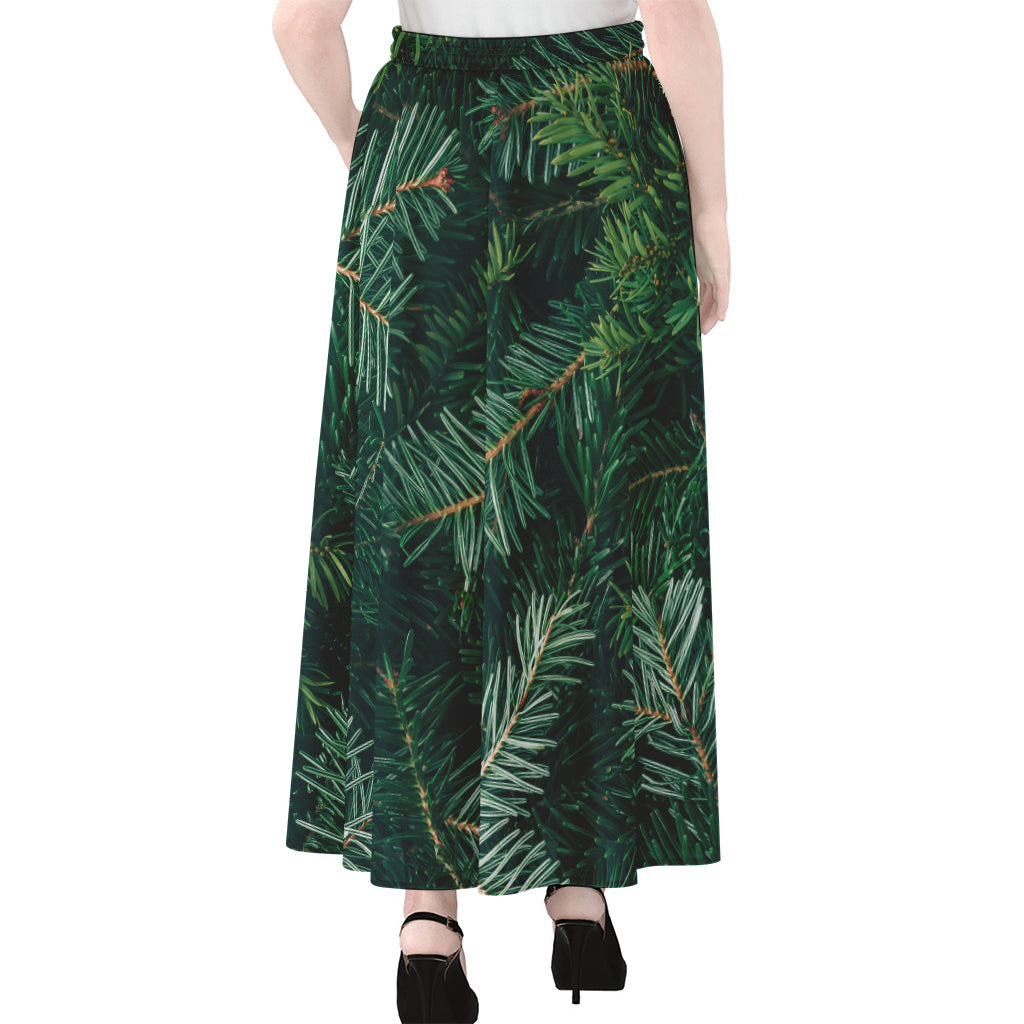 Christmas Tree Print Chiffon Maxi Skirt