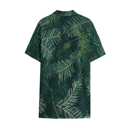 Christmas Tree Print Cotton Hawaiian Shirt