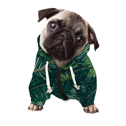 Christmas Tree Print Dog Zip Up Hoodie