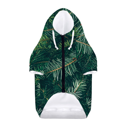 Christmas Tree Print Dog Zip Up Hoodie