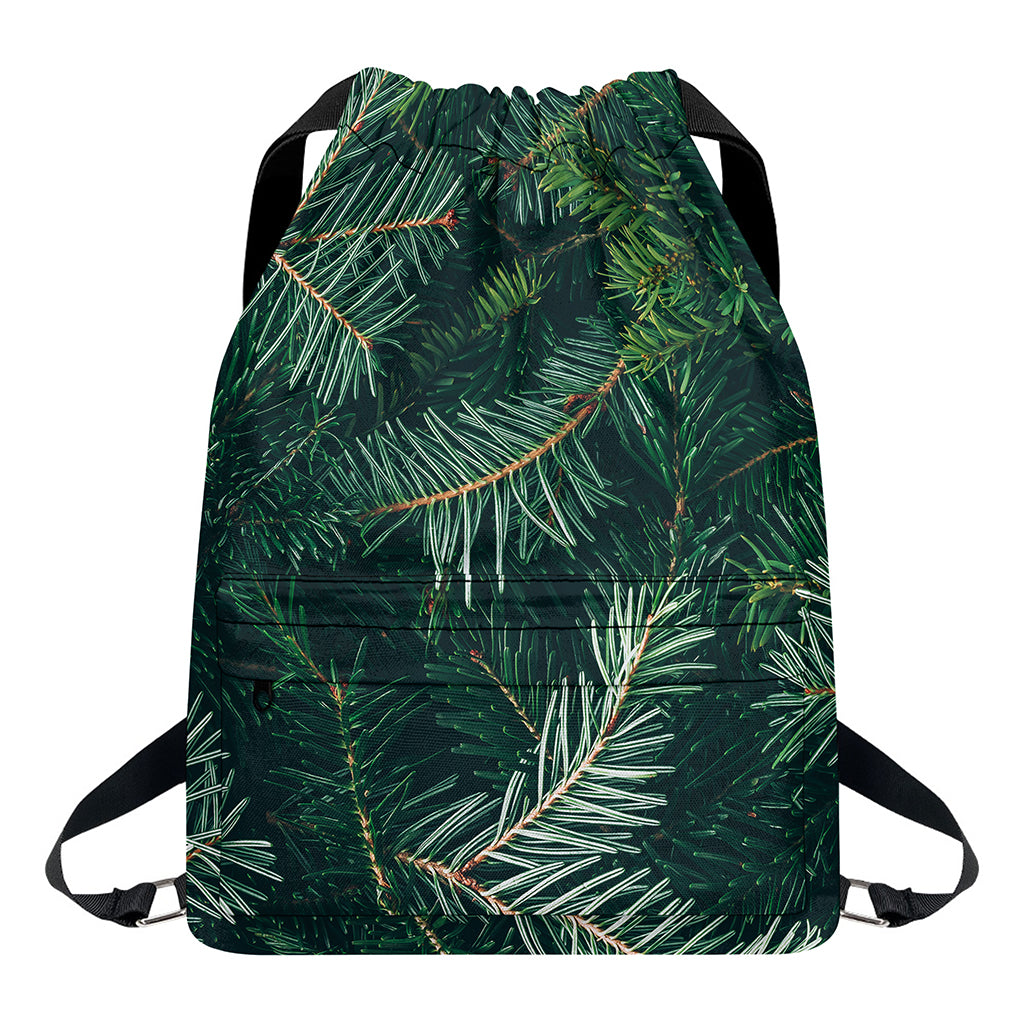 Christmas Tree Print Drawstring Backpack