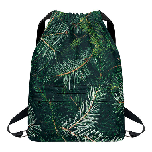 Christmas Tree Print Drawstring Backpack