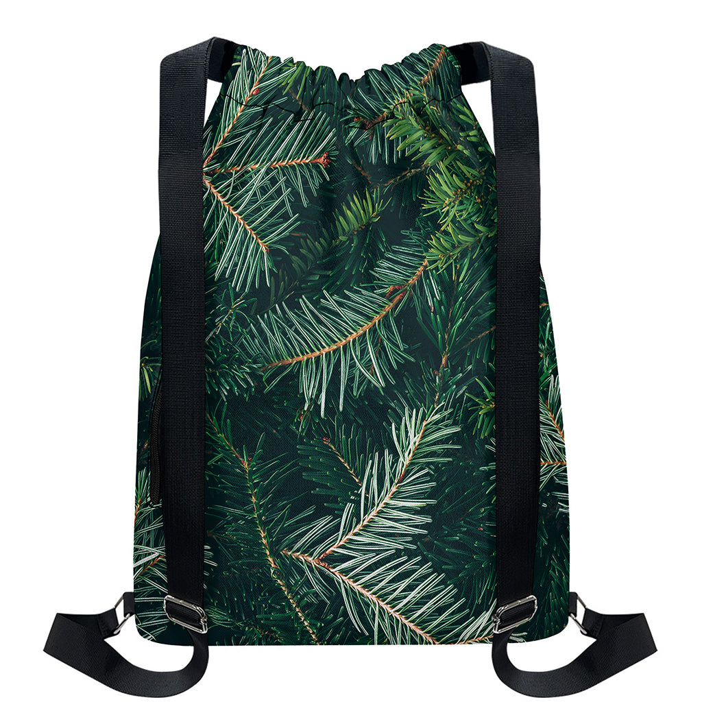 Christmas Tree Print Drawstring Backpack