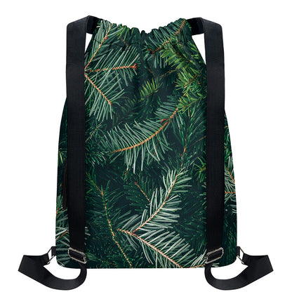 Christmas Tree Print Drawstring Backpack