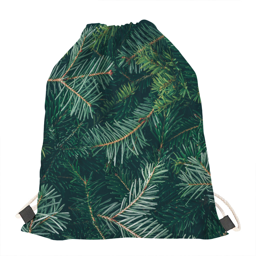 Christmas Tree Print Drawstring Bag