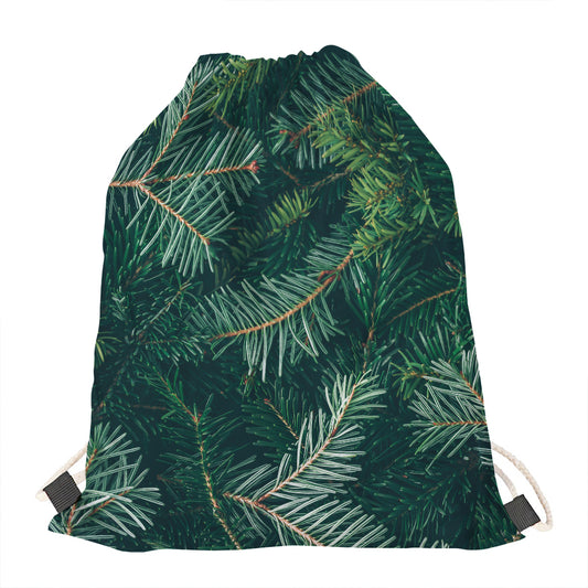 Christmas Tree Print Drawstring Bag