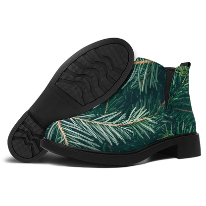 Christmas Tree Print Flat Ankle Boots
