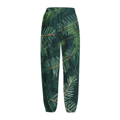 Christmas Tree Print Fleece Lined Knit Pants