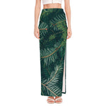 Christmas Tree Print High Slit Maxi Skirt