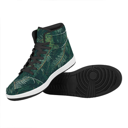 Christmas Tree Print High Top Leather Sneakers
