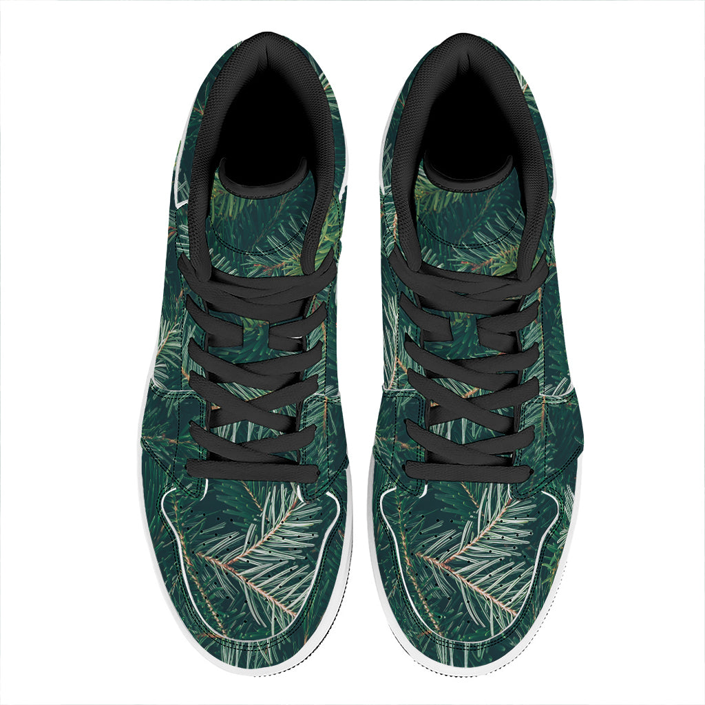 Christmas Tree Print High Top Leather Sneakers