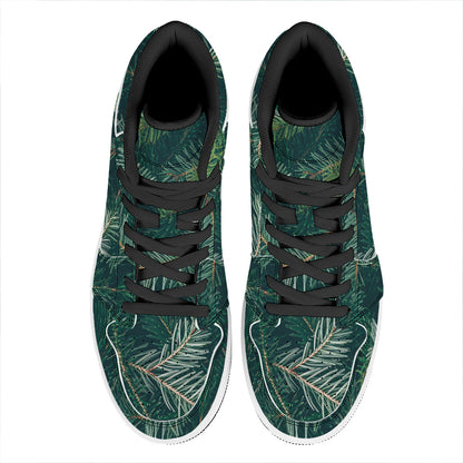 Christmas Tree Print High Top Leather Sneakers